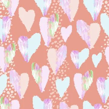 Seamless colourful abstract heart shape pattern background Stock Illustration
