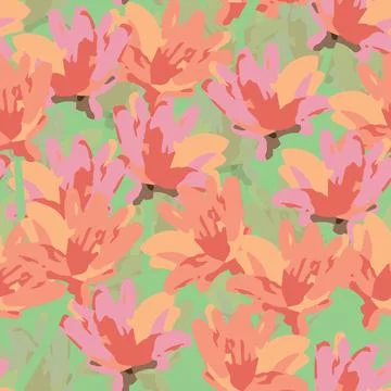 Seamless colourful blooms pattern background , greeting card or fabric Stock Illustration