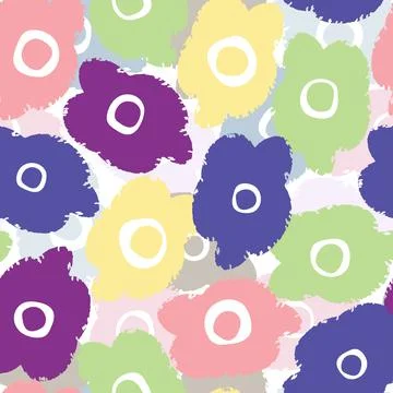 Seamless colourful blossom pattern  background, summer greeting card or fabri Stock Illustration
