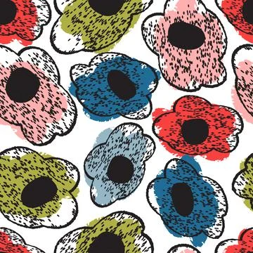Seamless colourful blossom pattern  background, greeting card or fabric Stock Illustration