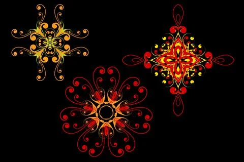Seamless colourful caleidoscope gradient flower art pattern of indonesian c.. Stock Illustration