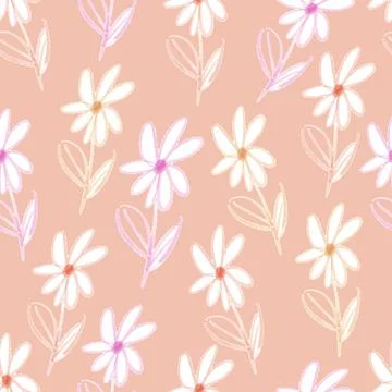 Seamless colourful daisy flower pattern background , greeting card Stock Illustration
