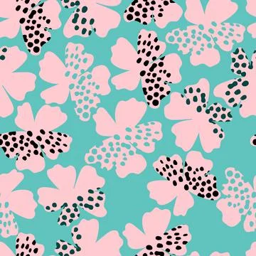 Seamless colourful dot flower pattern background Stock Illustration