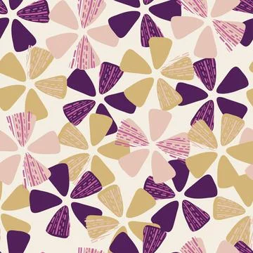 Seamless colourful fabric pattern background with hand draw doodle flower Stock Illustration