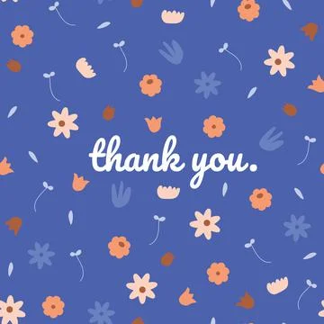 Seamless colourful flower pattern background with thank you word ,thank you c Stock Illustration