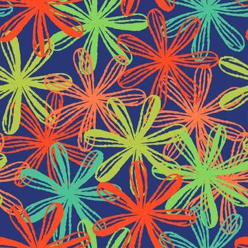 Seamless colourful hand draw mixed flowers pattern background , greeting card Stock Illustration