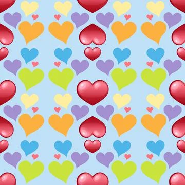 Seamless colourful heart pattern Stock Illustration
