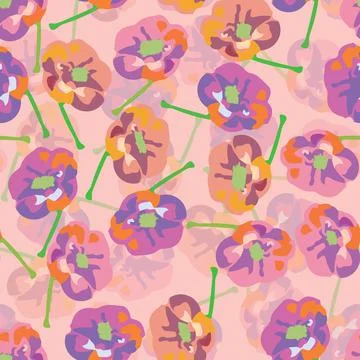 Seamless colourful pattern background with doodle tiny flowers , greeting car Stock Illustration