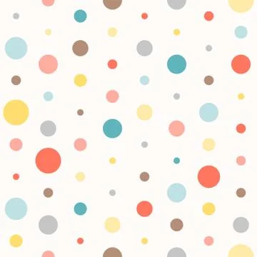Seamless colourful polka dot pattern with colorful circles on white background 스톡 일러스트