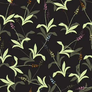 Seamless colourful wild flowers pattern  background , greeting card or fabric Stock Illustration