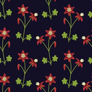 Seamless columbine pattern Stock Illustration