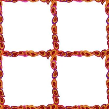 Seamless. Comic style doodle frame consists of red, yellow and white border. Vec Illustrazione stock