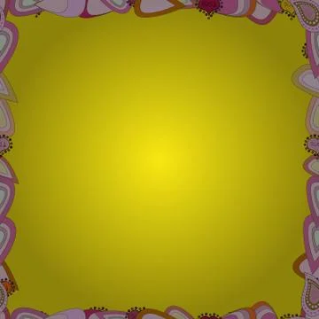 Seamless. Comic style doodle frame consists of neutral, yellow and pink border. Stock Illustration