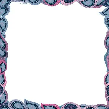 Seamless. Comic style doodle frame consists of blue, white and neutral border. V Stockillustratie
