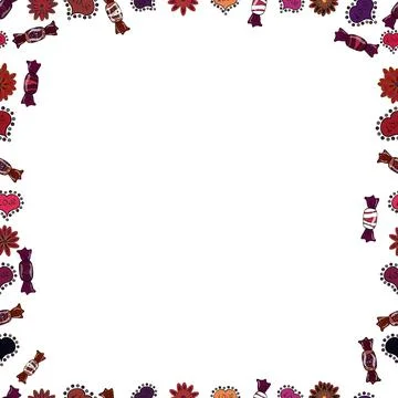 Seamless. Comic style doodle frame consists of brown, red and white border. Vect Stock Illustration