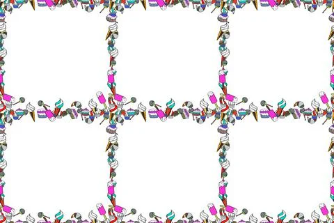 Seamless. Comic style doodle frame consists of white, black and gray border. Ras Stock Illustration