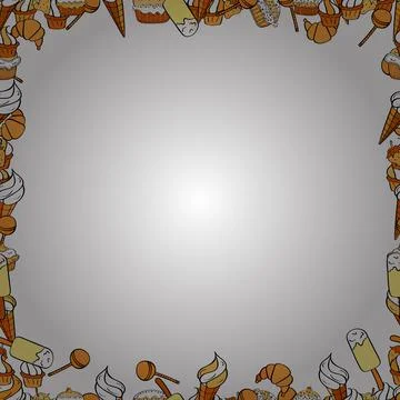 Seamless. Comic style doodle frame consists of orange, white and yellow border. Stock Illustration