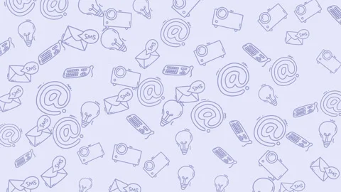 Seamless Communication Technology Doodle Pattern Animation Stock Footage 335917167