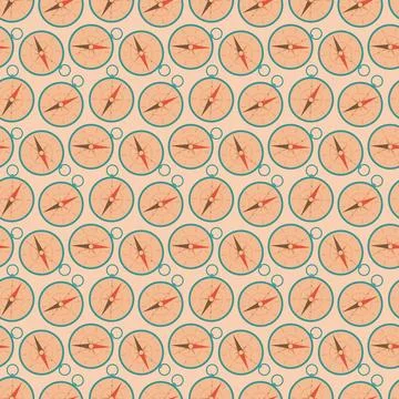Seamless compass pattern. Old Compass for navigation and orientation. Repeated 스톡 일러스트