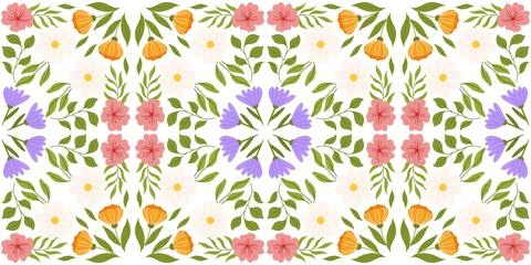 Seamless composition featuring floral elements. Botanical-inspired repetitive Stock Illustration