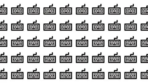 Seamless computer keyboard icon pattern on white background for technology .. Illustrazione stock