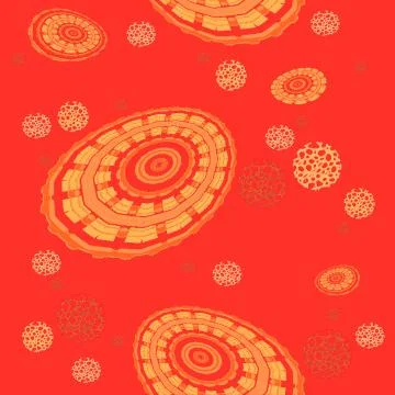 Seamless concentric circles pattern red orange yellow Illustrazione stock