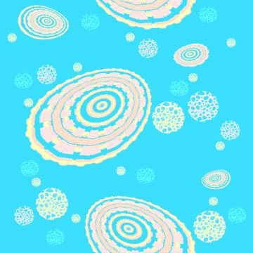 Seamless concentric circles pattern turquoise blue yellow pink Stock Illustration
