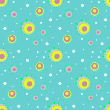 Seamless concentric circles pattern turquoise white pink yellow violet green Illustrazione stock