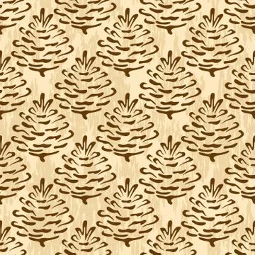 Seamless, Cones of Coniferous Tree Stock Illustration