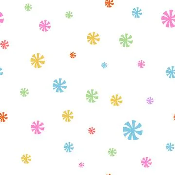 Seamless confetti pattern from multi-colored candies on a white background. Stock Illustration