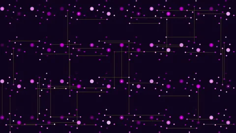 Seamless connected neon cubes pattern with dots on black gradient Video stock 237577927