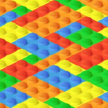 Seamless construction, plastic colourful blocks Stock Illustration