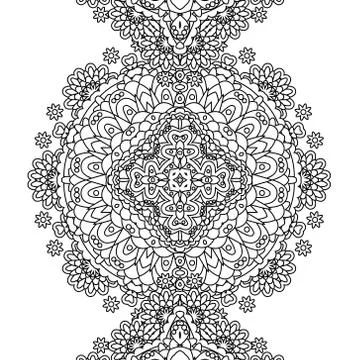 Seamless Contour Floral Pattern (Vector). Hand Drawn Monochrome Floral Texture Stock Illustration