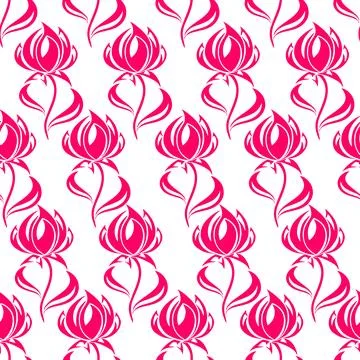 Seamless contour pattern of large pink flowers on a white background, textu.. Stock-Illustration