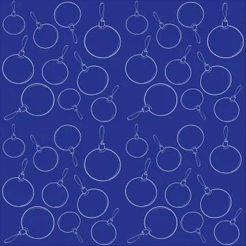 Seamless contour Pattern of a white Christmas toy on a blue background. Gift Stock Illustration