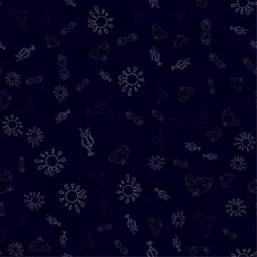 Seamless contours with summer elements. Stock Illustration