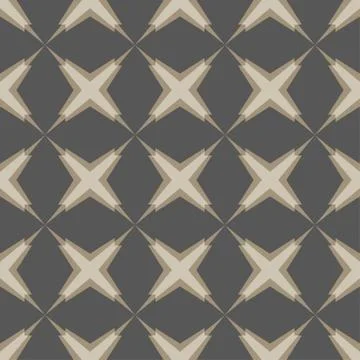 Seamless contrast geometric pattern with beige stars or cross on dark gray ba Stock Illustration