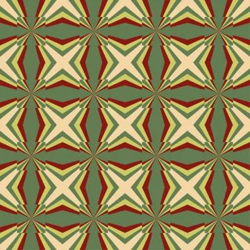 Seamless contrast geometric pattern with beige and brown stars or cross on gr Stock Illustration