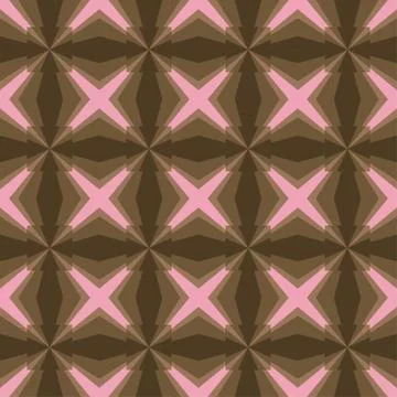 Seamless contrast geometric pattern with pink stars or cross and brown square Stock Illustration