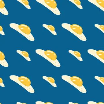 Seamless contrast pattern with omelette doodle silhouettes, Eggs elements on  Illustrazione stock