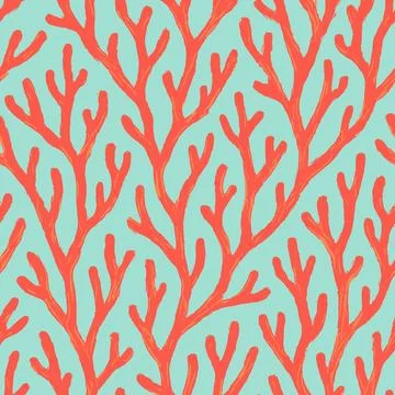 Seamless Coral Reef Vector Pattern with Organic Branching Lines Ecology Nat.. Stock Illustration