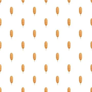 Seamless corn dog pattern on white background Stock Illustration