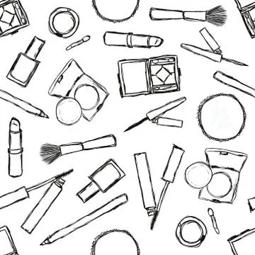 Seamless cosmetics pattern Stock Illustration