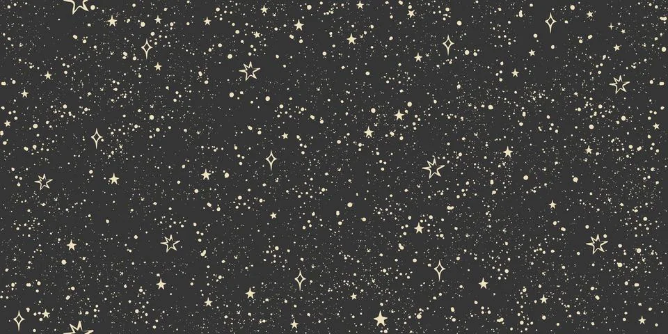 Seamless cosmic boho pattern with stars on black background for tarot, astrol 스톡 일러스트