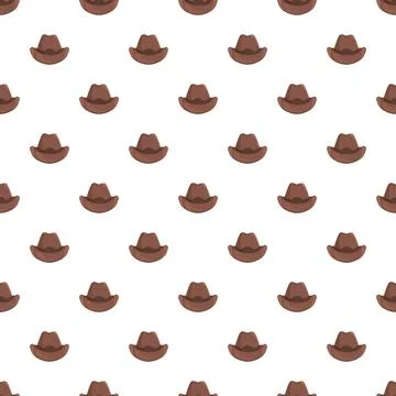 Seamless cowboy hat pattern creating western design background Stock Illustration