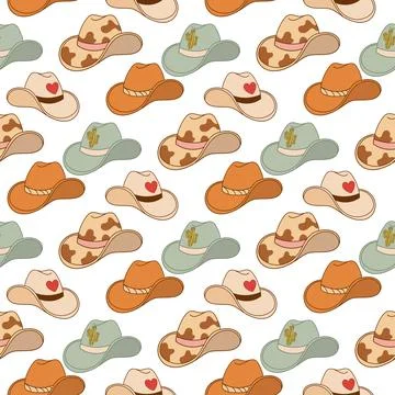 Seamless Cowboy Hat Pattern with Rustic Style Illustrazione stock