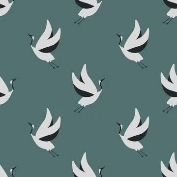 Seamless cranes pattern Stock Illustration