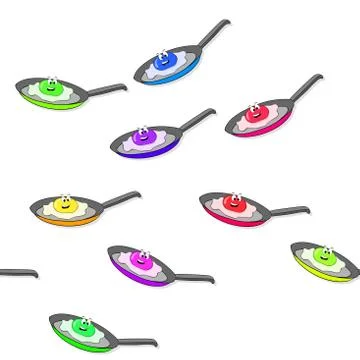 Seamless crazy colored fried egg pattern Illustrazione stock