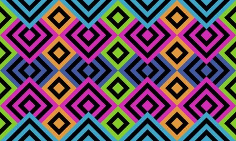 Seamless crazy colored tile or background with geometrical pattern Illustrazione stock