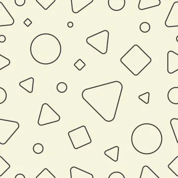 Seamless cream background geometric shape doodle pattern. Stock Illustration